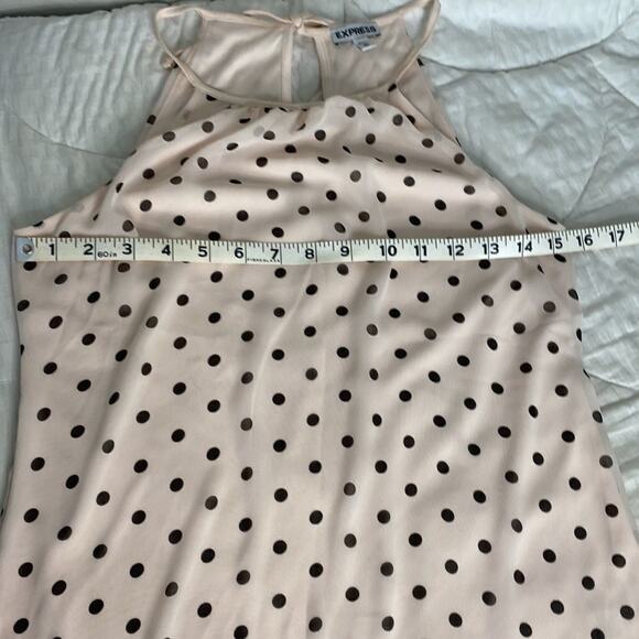Express High Neck Pink with Brown Polka Dot Tank. Tie Neck. XS See video - Picture 5 of 10
